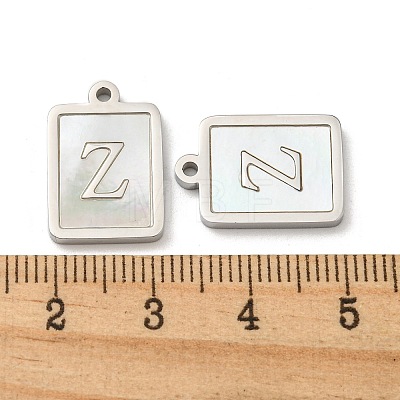 304 Stainless Steel Pave Shell Pendants STAS-L022-065P-Z-1