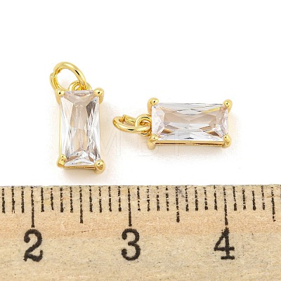 Brass Micro Pave Clear Cubic Zirconia Charms KK-G490-21G-1