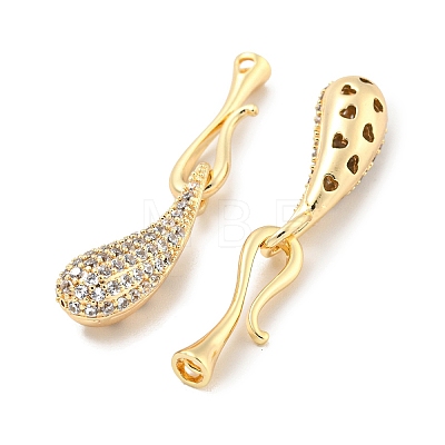 Brass Micro Pave Clear Cubic Zirconia S-Hook Clasps KK-L211-008G-1