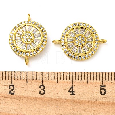 Rack Plating Brass Pave Cubic Zirconia Wheel Connector Charms KK-Z063-28G-01-1