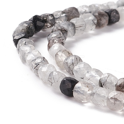 Natural Black Rutilated Quartz Beads Strands G-M390-06A-1