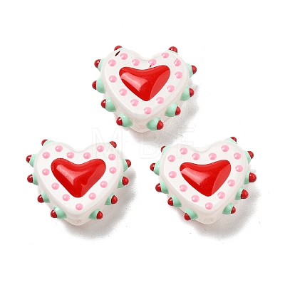 Baking Paint Glass Bumpy Beads Heart LAMP-V001-07D-1
