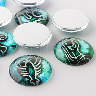 Constellation/Zodiac Sign Printed Glass Cabochons X-GGLA-A002-25mm-EE-1