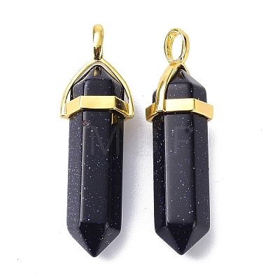 Synthetic Blue Goldstone Pointed Pendants G-G025-01G-25-1