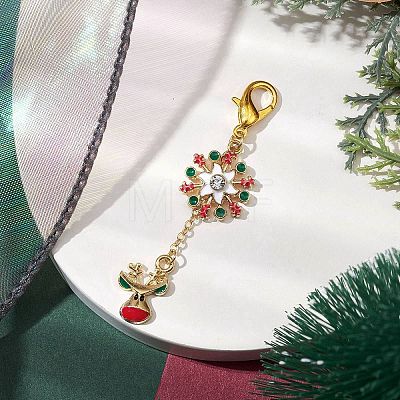 Christmas Theme Deer Snowflake Alloy Enamel Pendant Decorations HJEW-JM02133-1