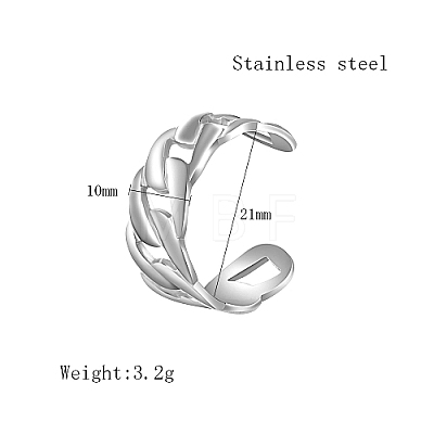 Stainless Steel Curb Chain Style Cuff Rings OO8313-2-1
