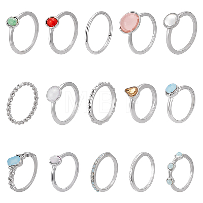 2 Sets 2 Style Alloy Finger Rings Sets RJEW-UN0003-03P-1