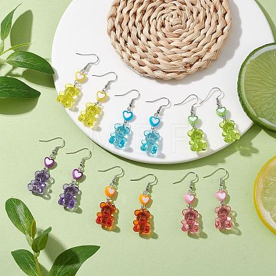 6Pairs 6 Colors Acrylic Dangle Earrings EJEW-JE05958-1