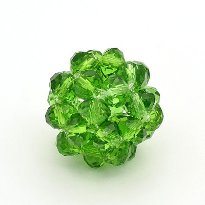 Transparent Glass Crystal Round Woven Beads X-GLAA-A034-8mm-A-1