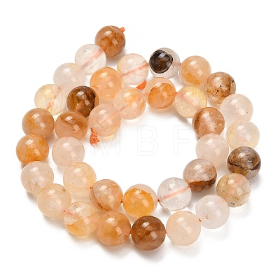 Natural Yellow Hematoid Quartz/Golden Healer Quartz Beads Strands G-F820-K03-10mm-1