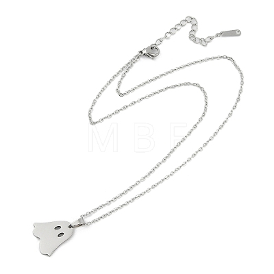 Halloween Series 202 Stainless Steel Cable Chain Ghost Pendant Necklaces LS-NJEW-S005-01P-C-1