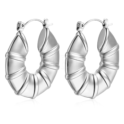 Cross-border European and American Fashion Solid Bamboo Joint Stainless Steel Hoop Earrings PW-WGF5E6B-02-1