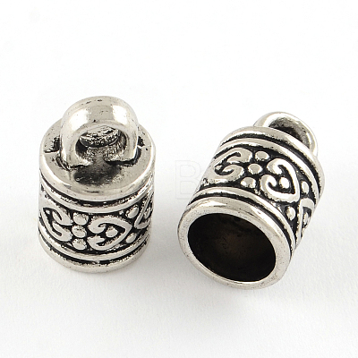 Tibetan Style Column Alloy Cord Ends PALLOY-S041-01AS-RS-1