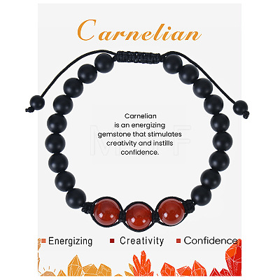 Natural Carnelian Beaded Bracelet with 3 Pcs 8mm Matte Stone ZJ6492-5-1