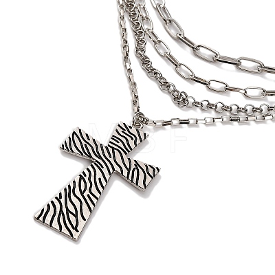 Alloy Multi Layered Necklaces for Women NJEW-U013-04P-1