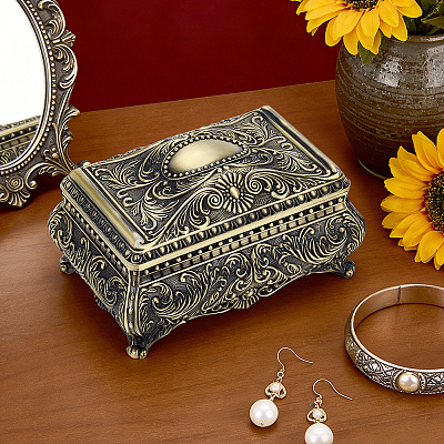 European Retro Engraved Brass Jewelry Boxes CON-PH0003-80-1