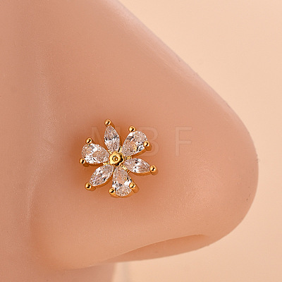 316L Surgical Stainless Steel Clear Cubic Zirconia L-Shaped Nose Rings WG09863-18-1