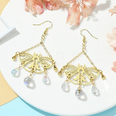 Hollow Butterfly Brass Chandelier Earrings EJEW-TA00375-1