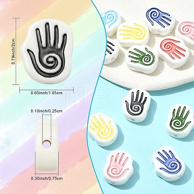 14Pcs 7 Colors Handmade Porcelain Beads PORC-YW0001-78-1