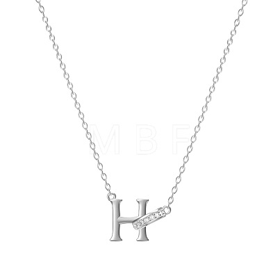 304 Stainless Steel Crystal Rhinestone Initial Pendant Necklaces FS-WGCEFCC-08-1