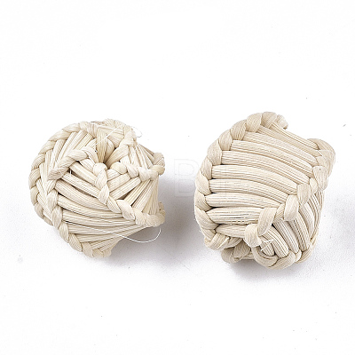 Handmade Reed Cane/Rattan Woven Beads X-WOVE-T006-044-1