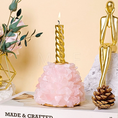 Natural Rose Quartz Candle Holders PW-WG32462-02-1