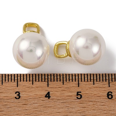 Rack Plating Brass & Shell Pearl Ball Pendants KK-B103-03B-G-1