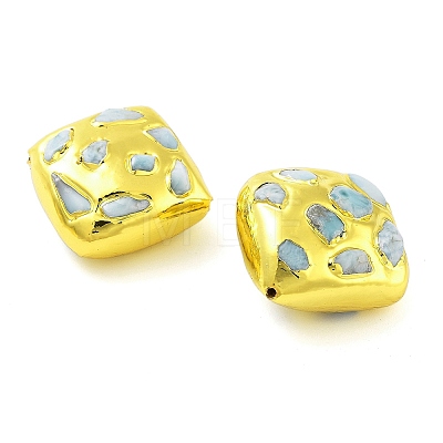 Rack Plating Brass with Natural Larimar Beads KK-NH0001-05G-1