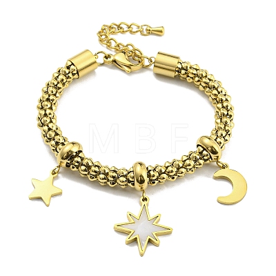 Synthetic Shell Sun & Star & Moon Charm Bracelet BJEW-H324-02G-1
