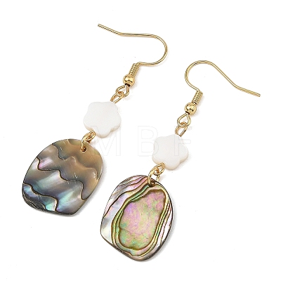 Natural Freshwater Shell & Paua Shell 304 Stainless Steel Dangle Earrings for Women EJEW-JE07503-1