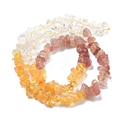 Natural Quartz Crystal & Strawberry Quartz & Citrine Beads Strands G-L610-A24-01-1