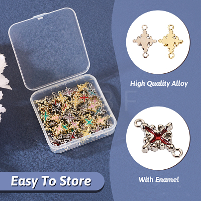  48Pcs 12 Styles Rack Plating Alloy Enamel Connector Charms FIND-TA0002-85-1