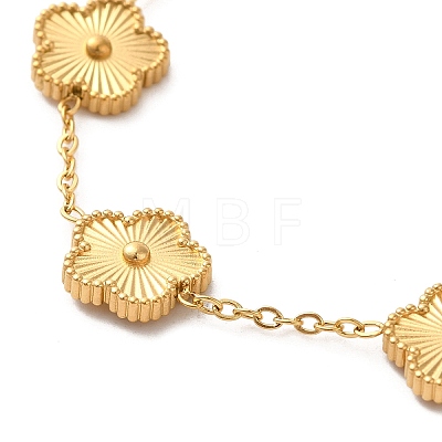 304 Stainless Steel Flower Link Chain Bracelets BJEW-H602-01G-1