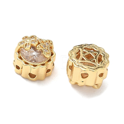 Brass Micro Pave Clear Cubic Zirconia Beads KK-H526-07G-1