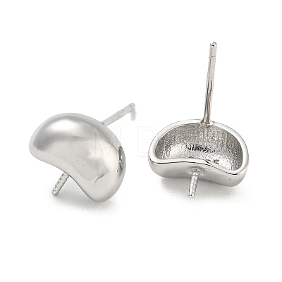 Rhodium Plated Half Round 925 Sterling Silver Stud Earring Findings STER-Q192-16P-1