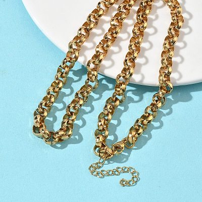7MM 304 Stainless Steel Rolo Chain Necklaces for Women Men NJEW-Z115-01G-1