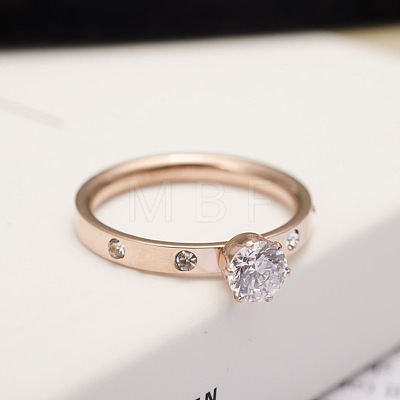 201 Stainless Steel Rhinestone Finger Rings for Women FS-WGA8964-03-1