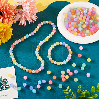  200Pcs 10 Colors Imitation Jelly Acrylic Beads MACR-TA0001-38-1