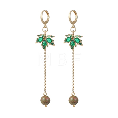 Maple Leaf Brass Micro Pave Cubic Zirconia Leverback Earrings EJEW-JE06917-1