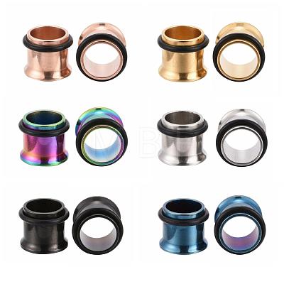 12Pcs 6 Colors 316 Surgical Stainless Steel Screw Ear Gauges Flesh Tunnels Plugs STAS-YW0001-16A-1