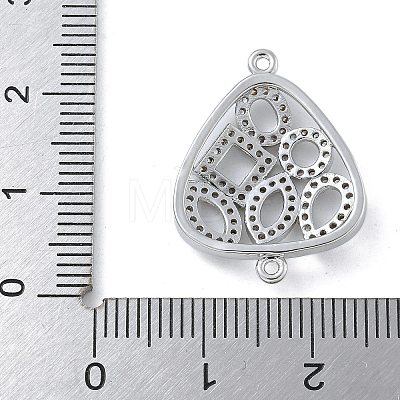 Rack Plating Brass Micro Pave Clear Cubic Zirconia Triangle Connector Charms KK-A234-035P-01-1