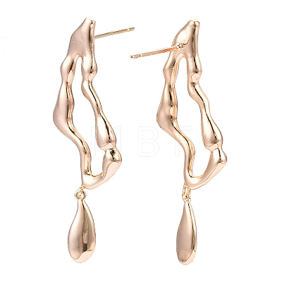 Brass Twist Oval Dangle Stud Earrings for Women EJEW-N012-46-1