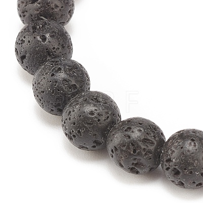 Natural Lava Rock & Synthetic Hematite Stretch Bracelet BJEW-JB08323-03-1