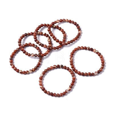 Natural Red Jasper Bead Stretch Bracelets BJEW-K212-A-012-1