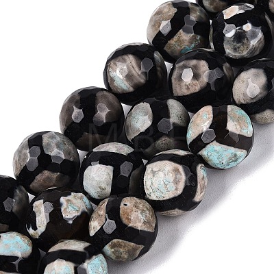 Tibetan Style Natural Agate dZi Beads Strands G-Q606-12MM-01-1