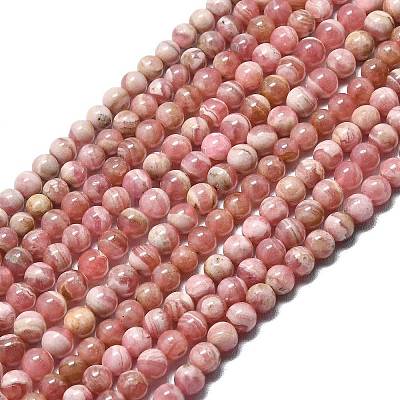 Round Natural Rhodochrosite Bead Strands G-F289-21-4mm-1