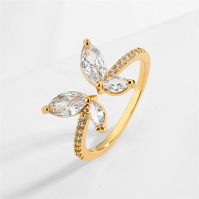 Butterfly Brass Micro Pave Cubic Zirconia Cuff Rings WG9662B-02-1