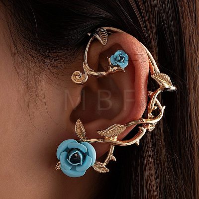 Alloy Rose Climber Wrap Around Stud Earrings for Women EJEW-A096-01A-1