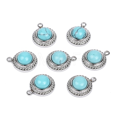 Synthetic Turquoise Half Round Charms STAS-L022-399P-07-1