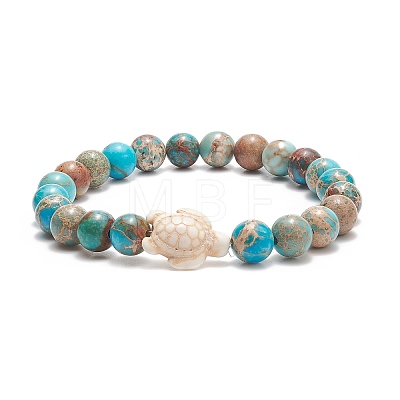 4Pcs 4 Style Natural Mixed Gemstone & Synthetic Turquoise(Dyed) Tortoise Beaded Stretch Bracelets Set for Women BJEW-TA00211-1
